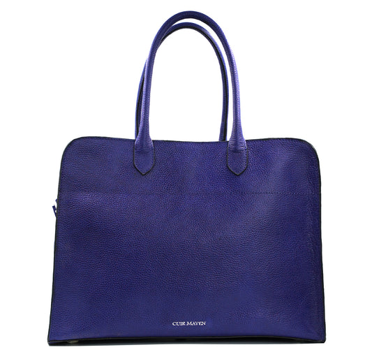 NOIR LARGE TOP HANDLE BAG - INDIGO BLUE BLACK TWO TONE
