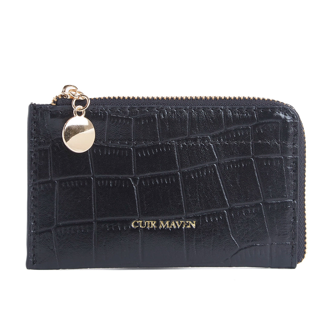 CROCO CM CARD HOLDER- BLACK CROCO CM CARD HOLDER- BLACK