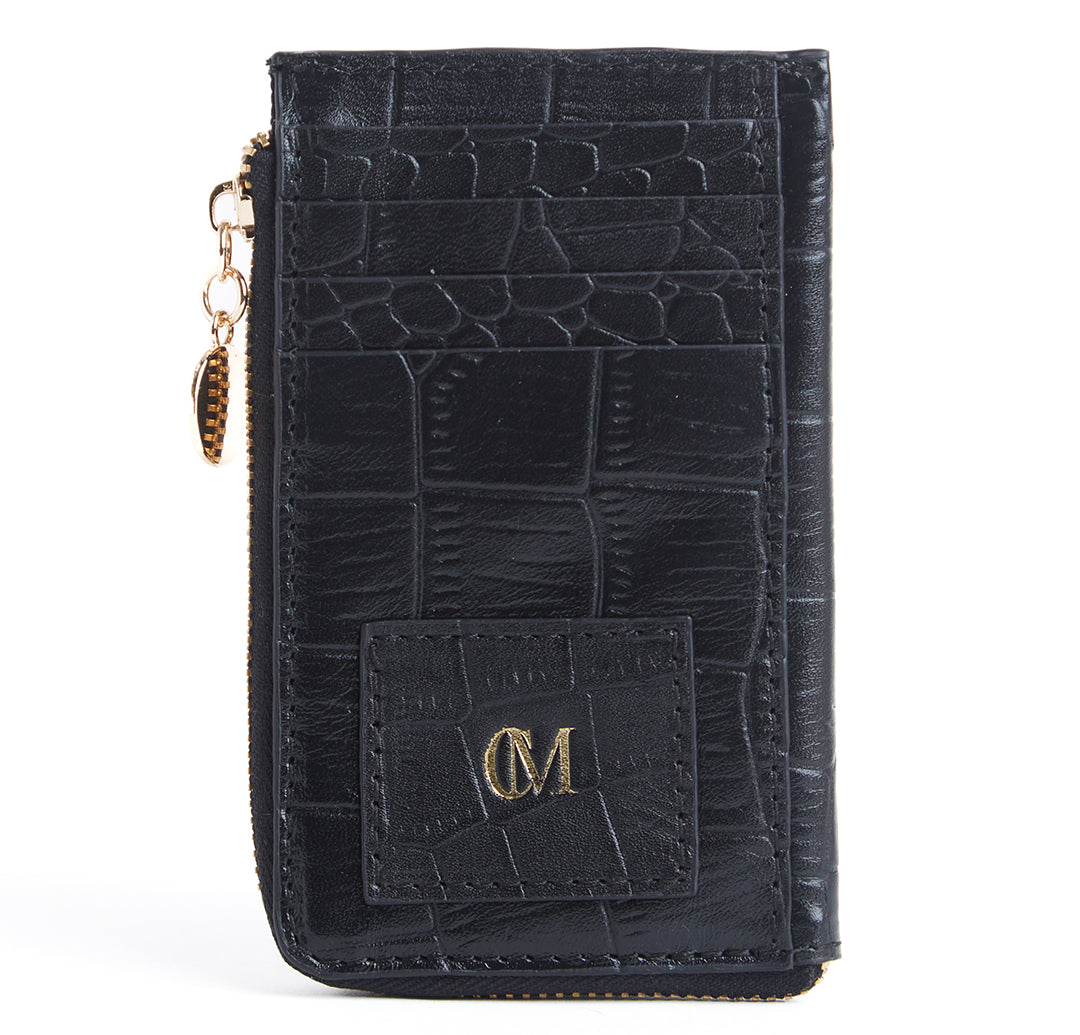 CROCO CM CARD HOLDER- BLACK CROCO CM CARD HOLDER- BLACK