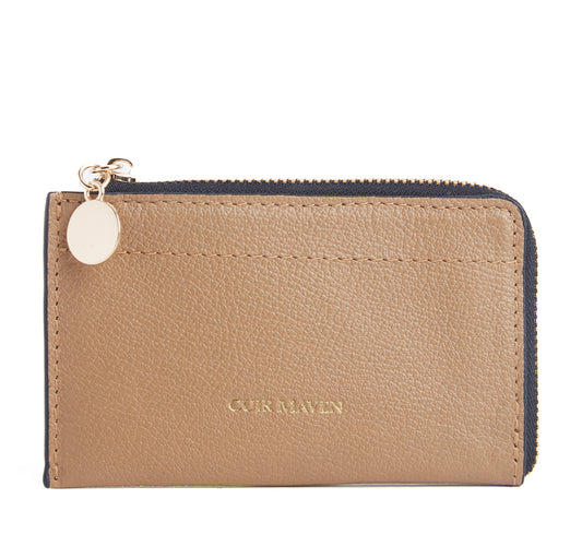MINI PEBBLE CM CARD HOLDER - TAN
