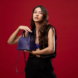 NOIR MINI TOP HANDLE BAG - INDIGO BLUE BLACK TWO TONE