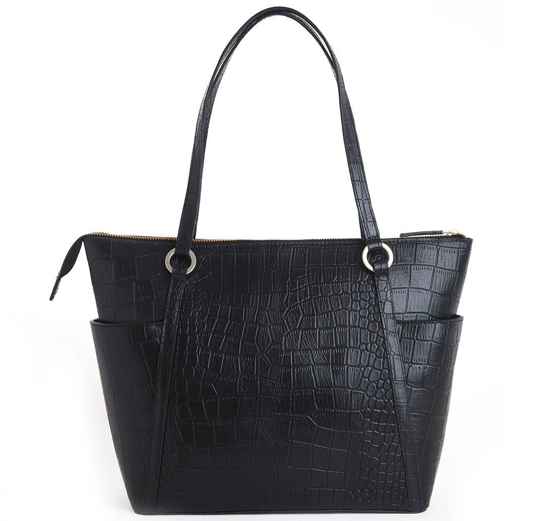 METROMATE CROCO TOTE BAG BLACK