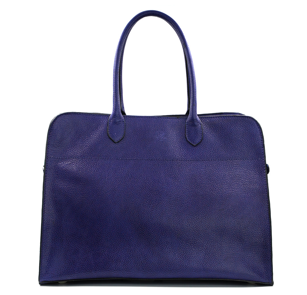 NOIR LARGE TOP HANDLE BAG - INDIGO BLUE BLACK TWO TONE