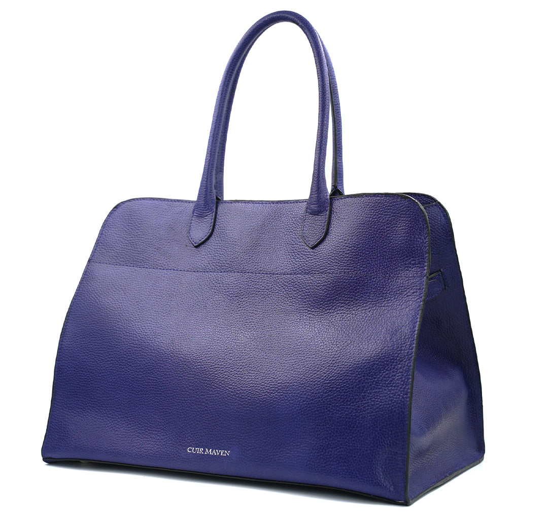 NOIR LARGE TOP HANDLE BAG - INDIGO BLUE BLACK TWO TONE