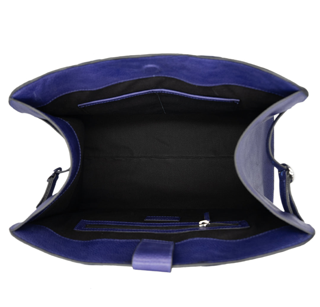 NOIR LARGE TOP HANDLE BAG - INDIGO BLUE BLACK TWO TONE