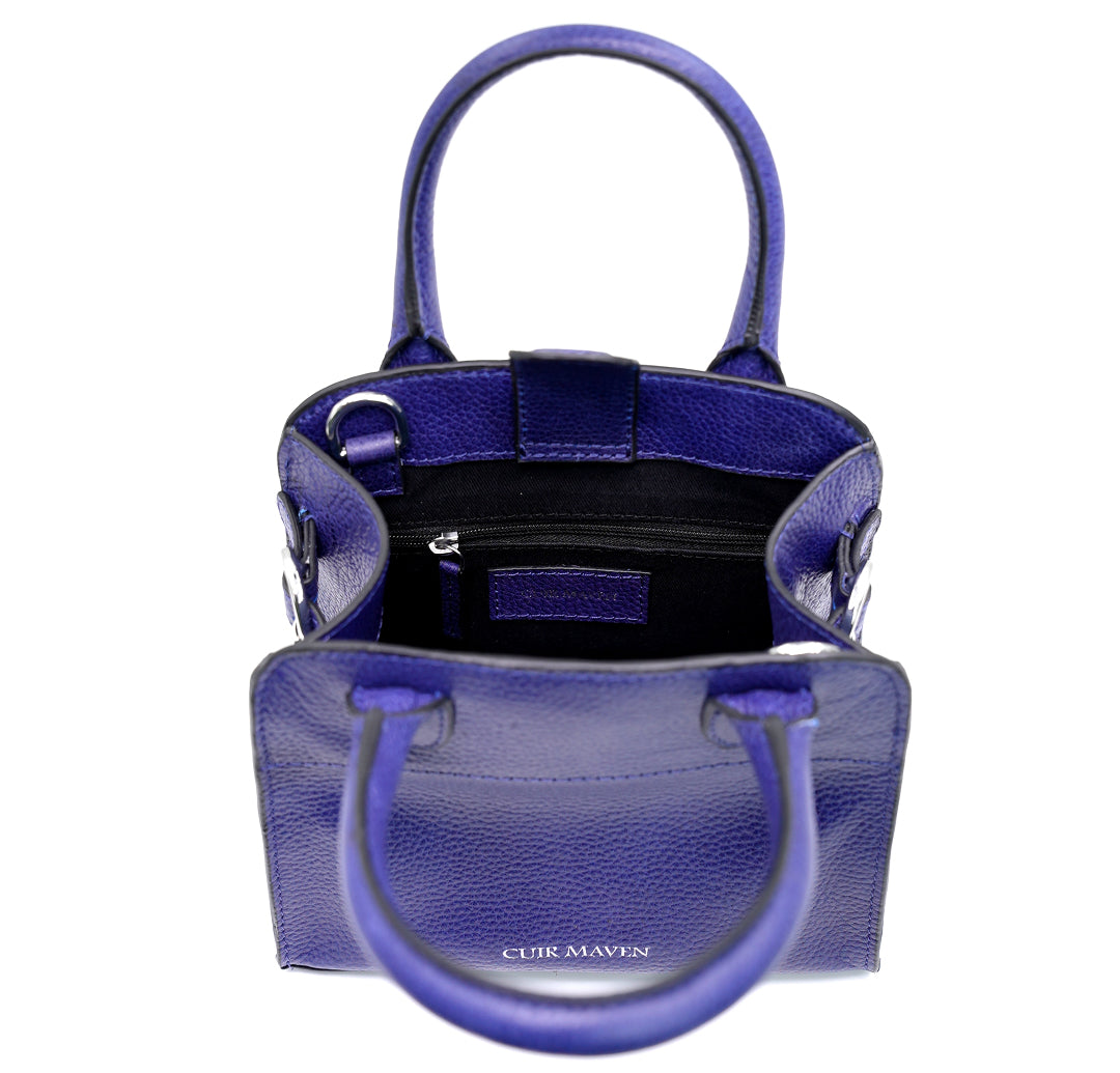 NOIR MINI TOP HANDLE BAG - INDIGO BLUE BLACK TWO TONE