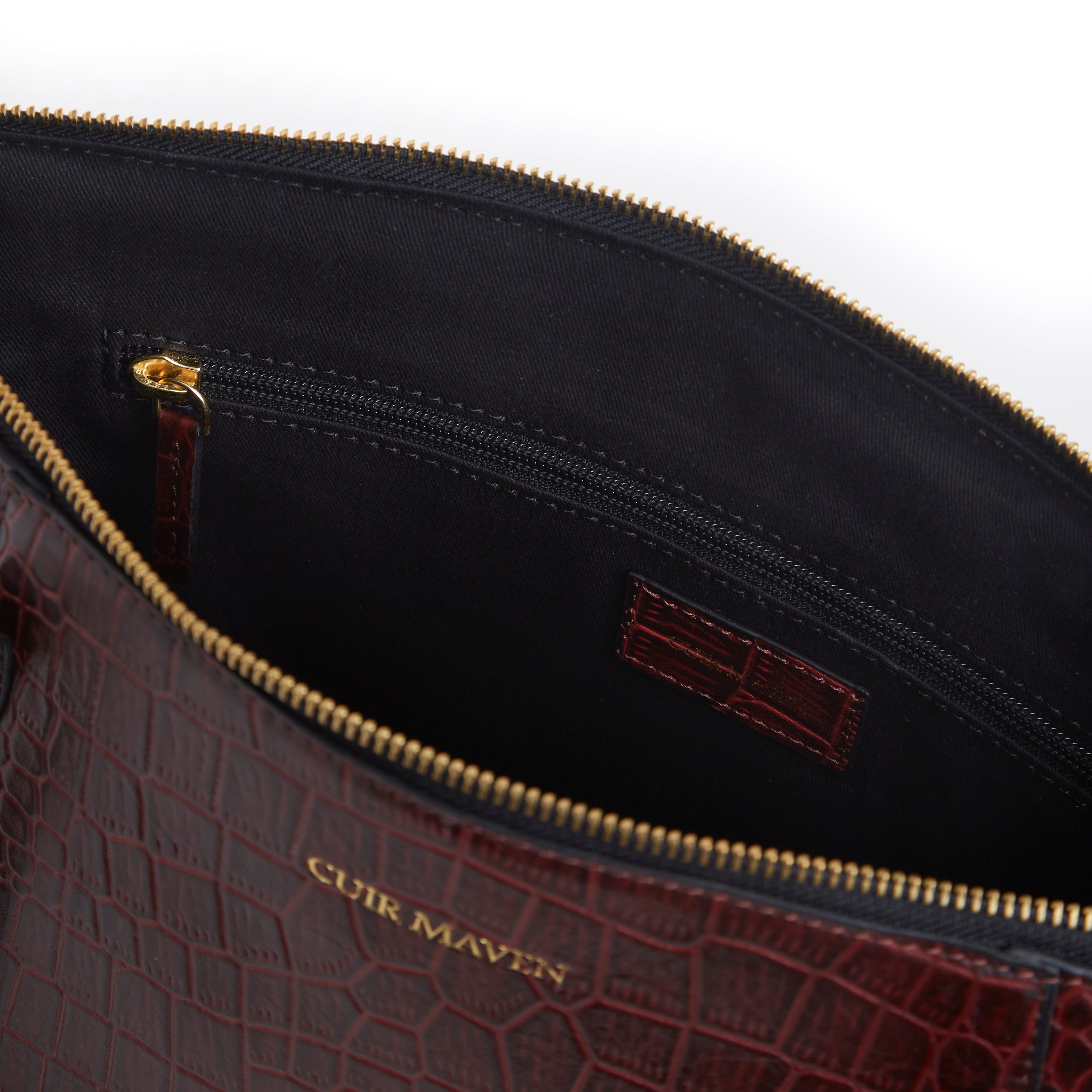 METROMATE CROCO TOTE BAG - CHERRY BLACK TWO TONE + CROCO BUBBLE POUCH - CHERRY BLACK TWO TONE